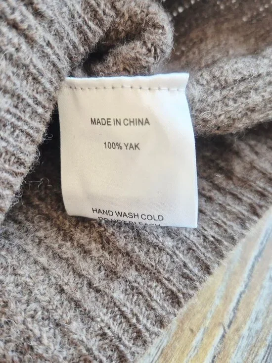 Quince 100% Yak Soft Rib Crew Cardigan Button-Front Heather Brown - Picture 9 of 13